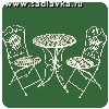 SW180420(белый) Комплект мебели круглый разборный стол и 2 стула с узором клетка